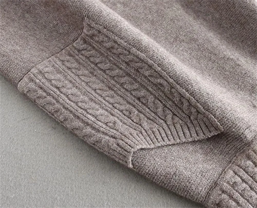 Dvbfufv Women Pleated Wool Knitted Midi Skirts Women Solid High Waist A Line Skirt Women Autumn Winter Pocket Slim Skirt