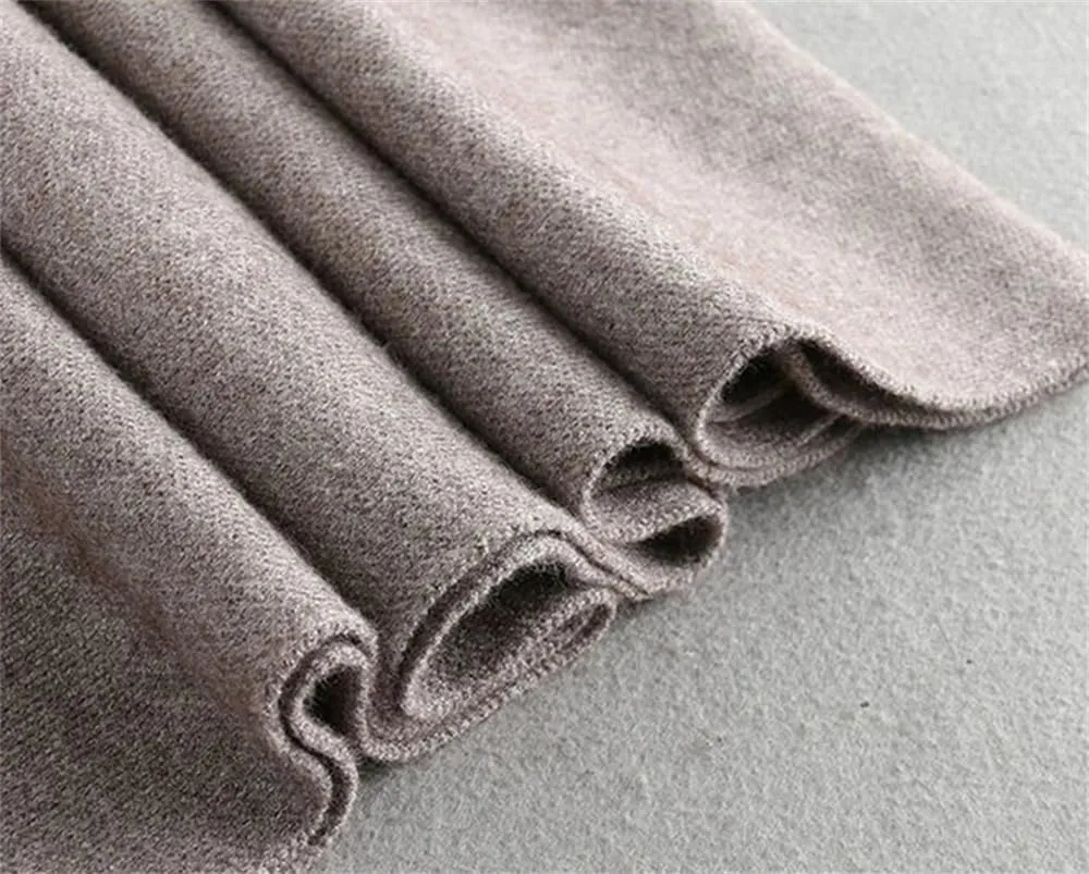 Dvbfufv Women Pleated Wool Knitted Midi Skirts Women Solid High Waist A Line Skirt Women Autumn Winter Pocket Slim Skirt