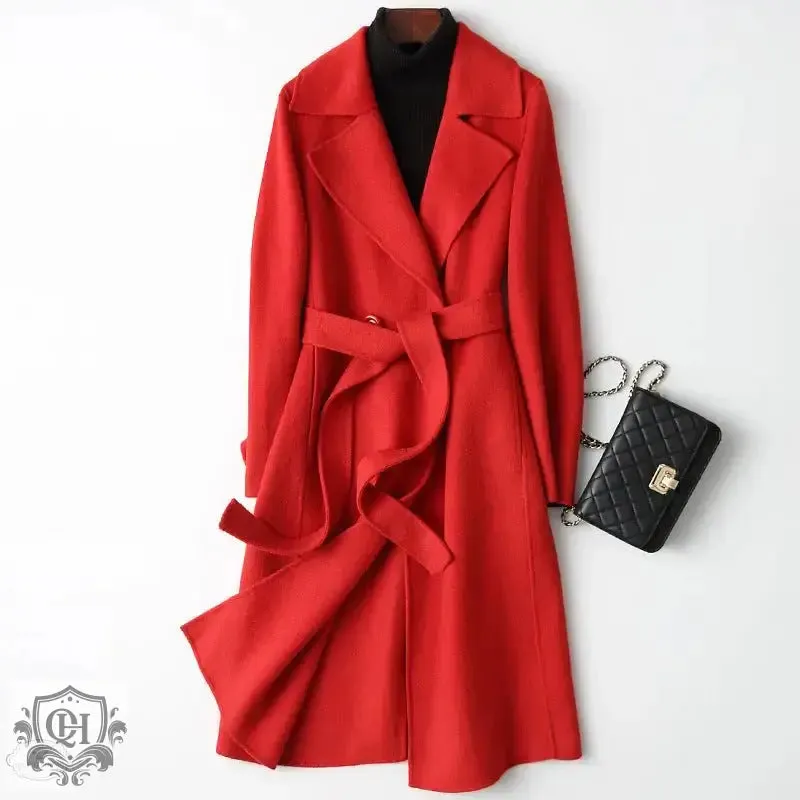 Elegant Double-Faced Cashmere Wool Coat