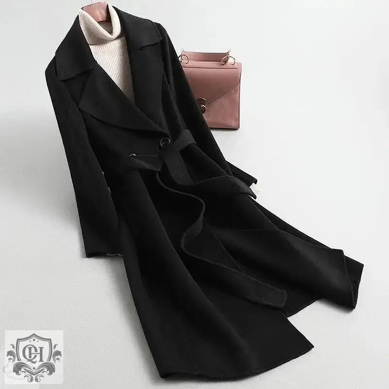 Elegant Double-Faced Cashmere Wool Coat