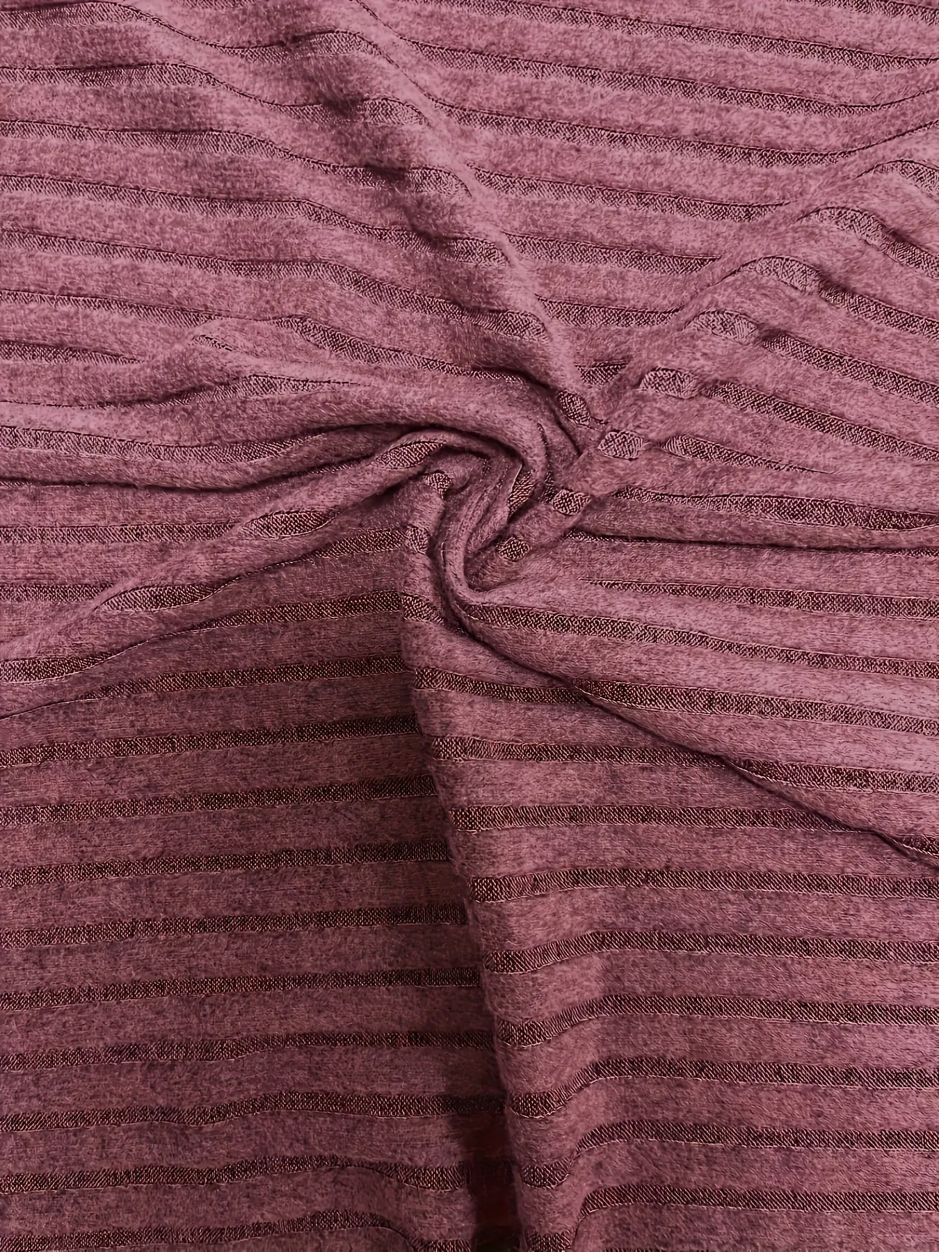 Elegant Ribbed Crew Neck Top, Bishop Sleeves, Solid Color.