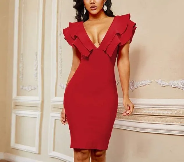 Elegant Ruffles Bodycon Dress