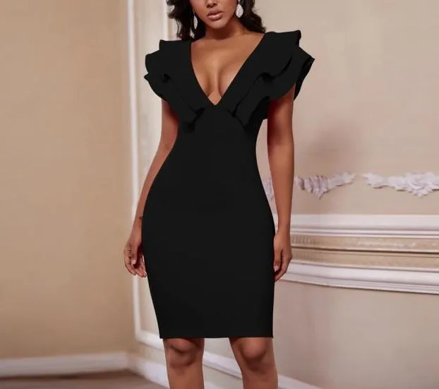 Elegant Ruffles Bodycon Dress
