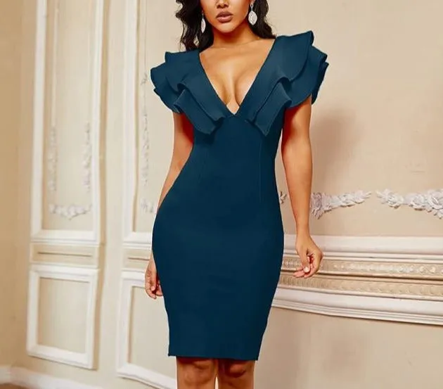 Elegant Ruffles Bodycon Dress