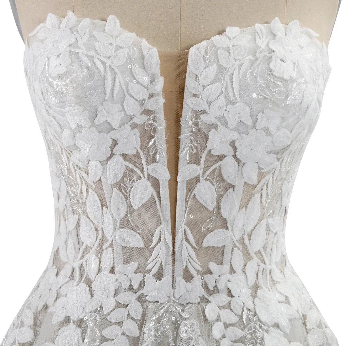 Elegant Sleeveless Sparkly Bridal Gown