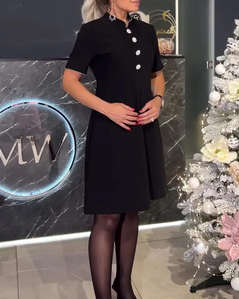 Elegant Slim Button Dress