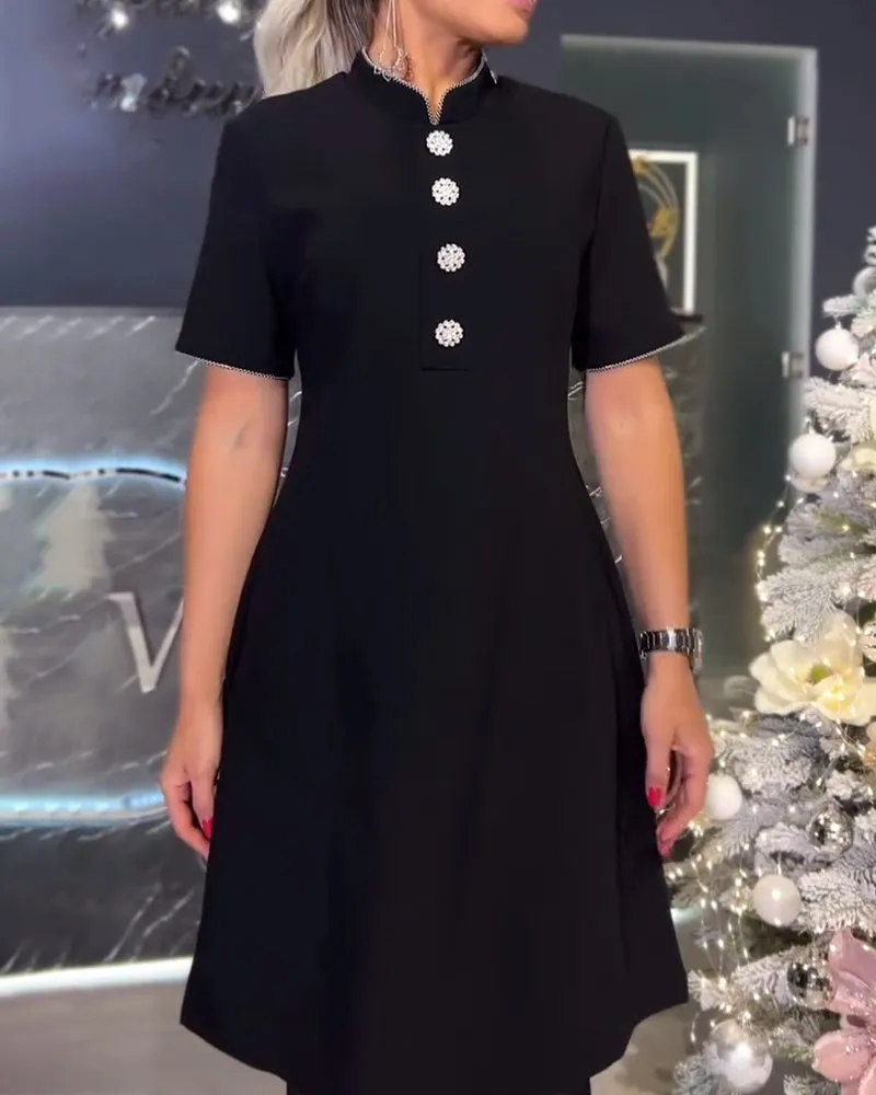 Elegant Slim Button Dress
