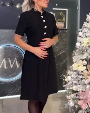 Elegant Slim Button Dress