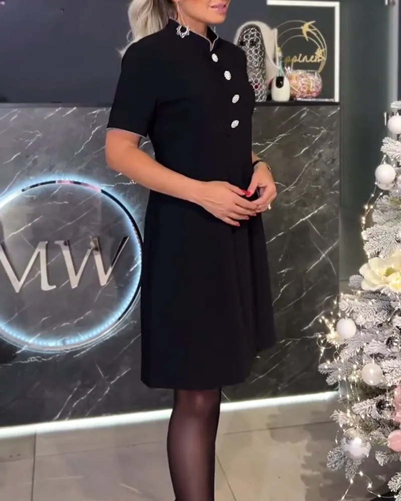 Elegant Slim Button Dress