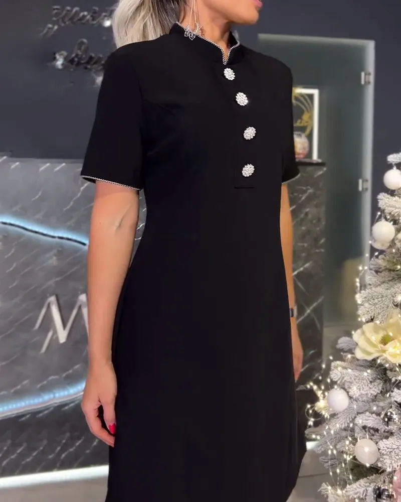 Elegant Slim Button Dress