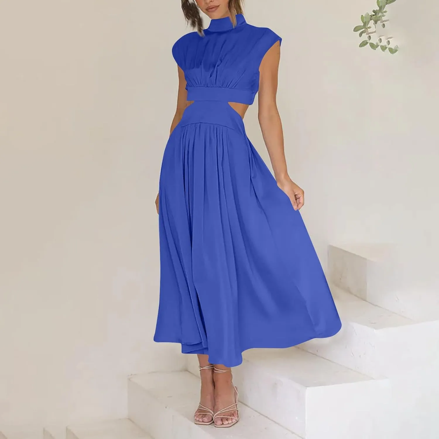 Elegant Women's Cape Dress with Rhinestone Embellishments Perfect for Evening Parties and Special