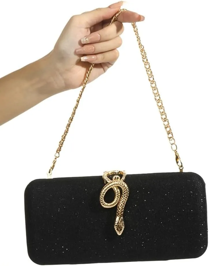 Evening Bag Clutch Purses for Women Shiny Y2K Square Box Clutch with Chain Elegant Sparkly Wedding Party Prom Purse