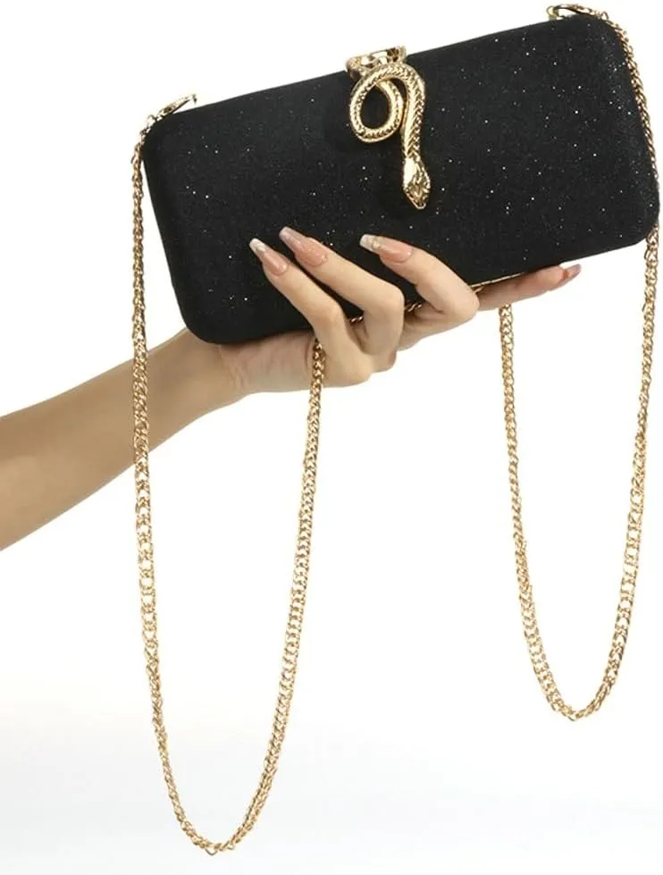 Evening Bag Clutch Purses for Women Shiny Y2K Square Box Clutch with Chain Elegant Sparkly Wedding Party Prom Purse