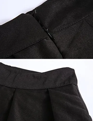 Face N Face Women's High Waisted A line Street Skirt Skater Pleated Full Midi Skirt Large Black