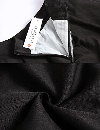Face N Face Women's High Waisted A line Street Skirt Skater Pleated Full Midi Skirt Large Black