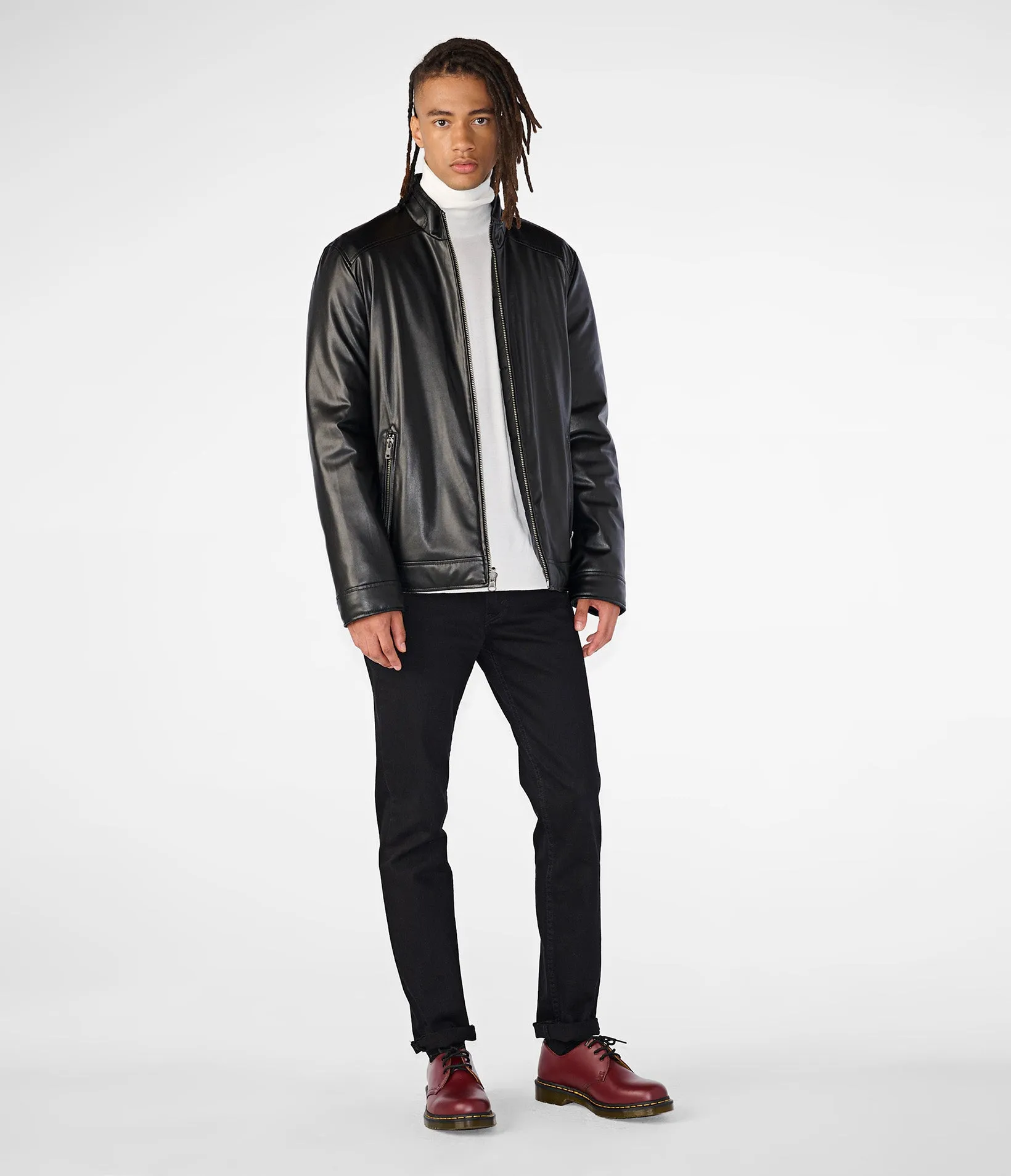 Faux Leather Reversible Puffer Jacket