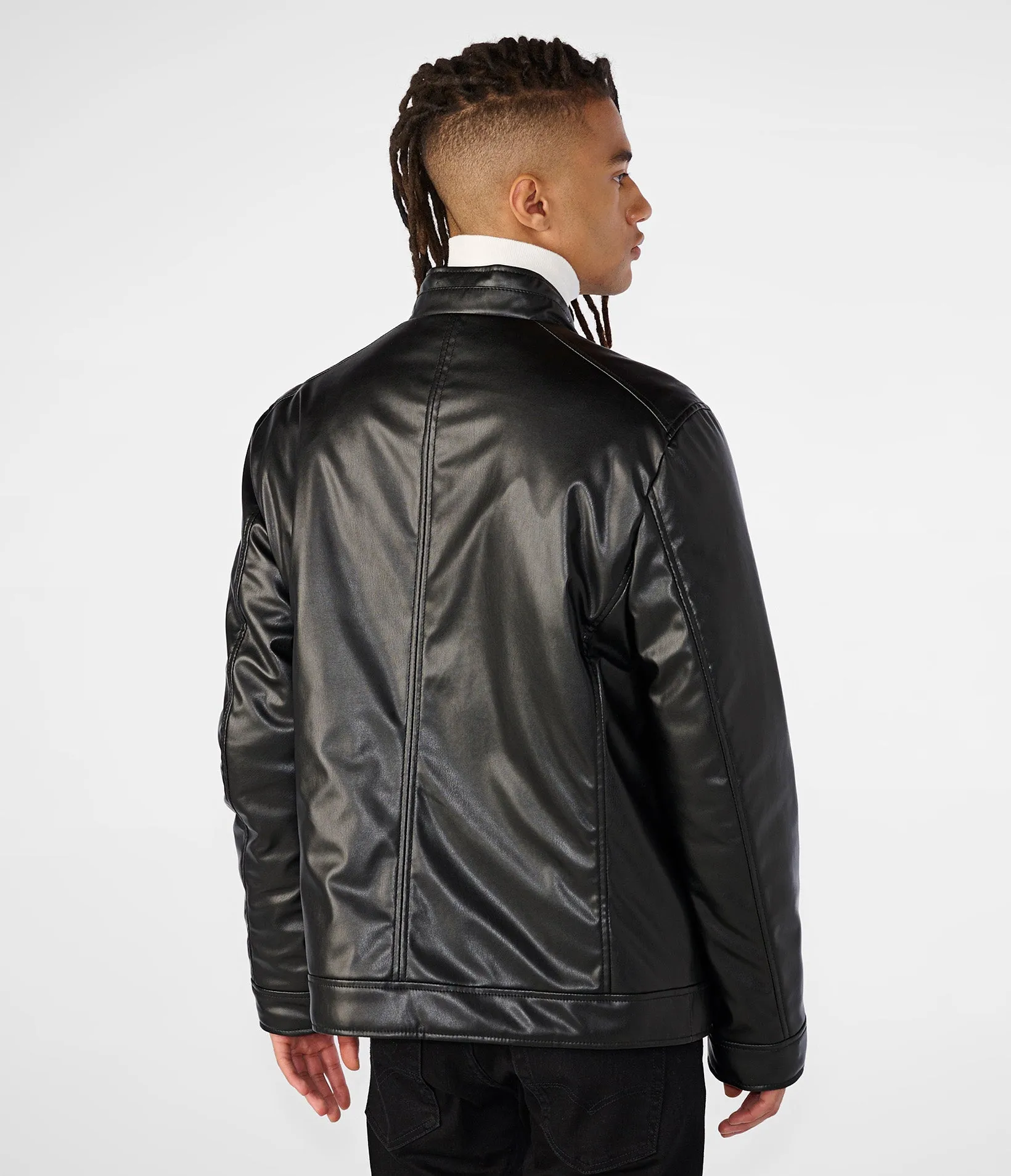 Faux Leather Reversible Puffer Jacket