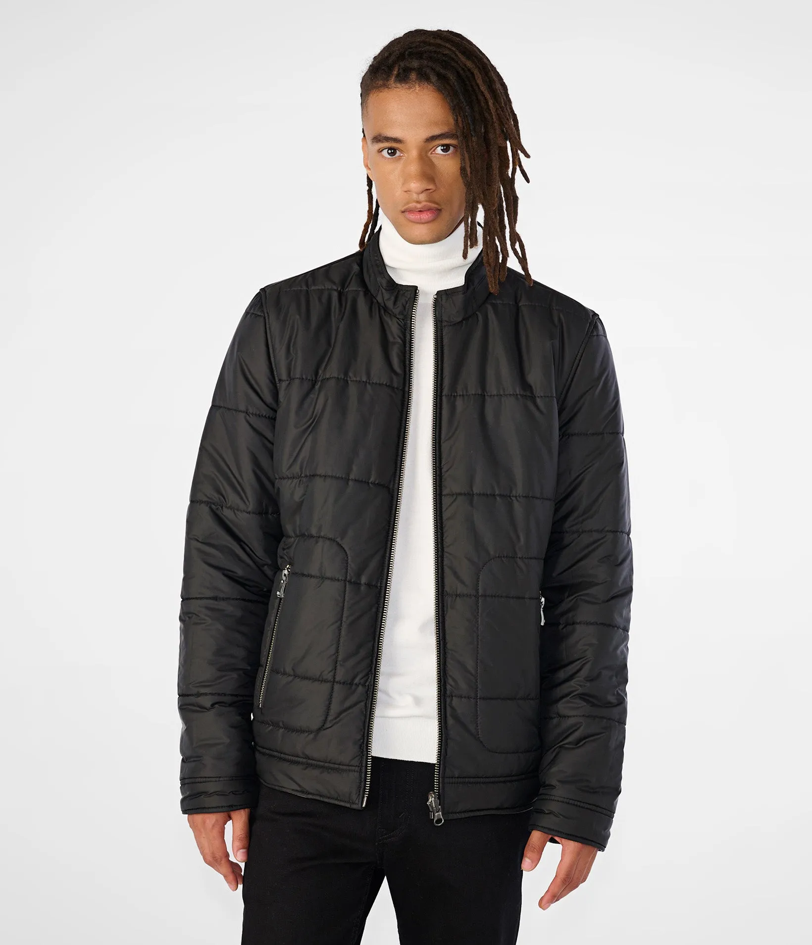 Faux Leather Reversible Puffer Jacket