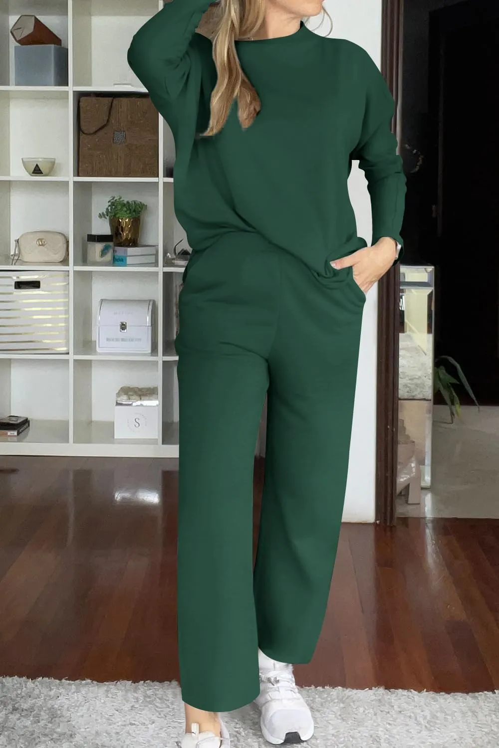 Feager Two Piece Sweat Sets Outfits Fall Fashion Casual Trendy Lounge Sweatsuits Cozy Knit Sweat Loungewear Set