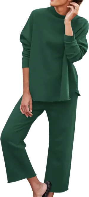 Feager Two Piece Sweat Sets Outfits Fall Fashion Casual Trendy Lounge Sweatsuits Cozy Knit Sweat Loungewear Set