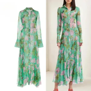 Floral Elegant Party Green Dresses