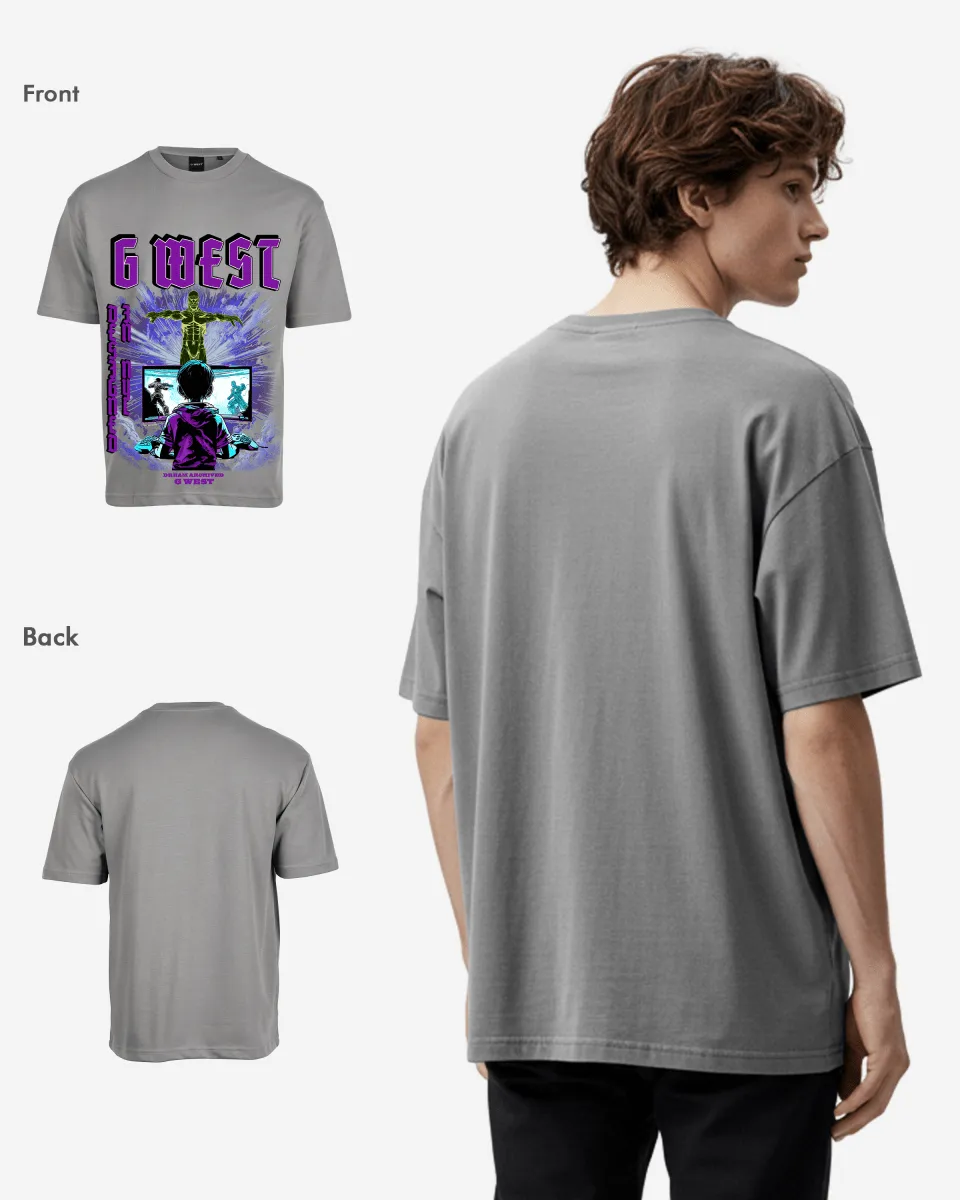 G West Game of G Baby Blue Black Oversized Tee