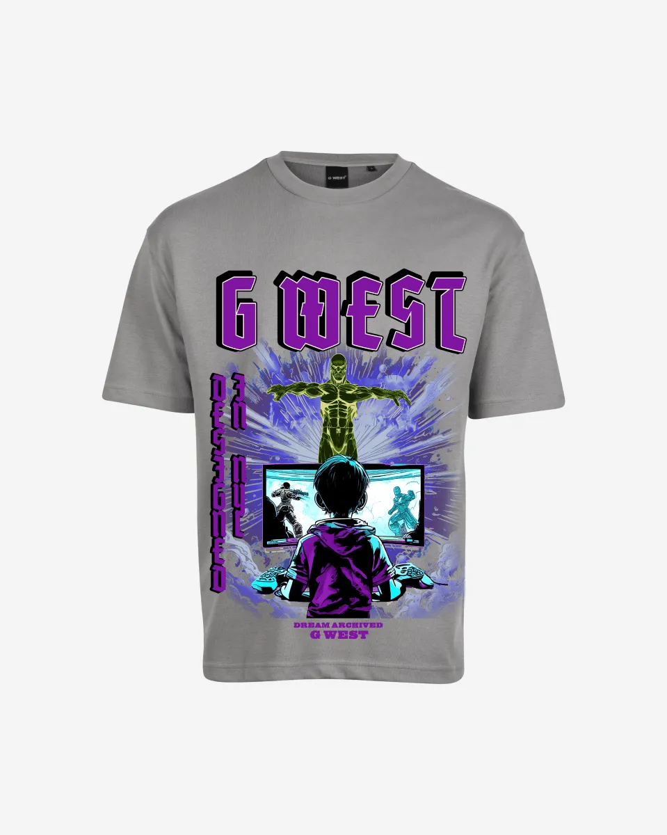 G West Game of G Baby Blue Black Oversized Tee