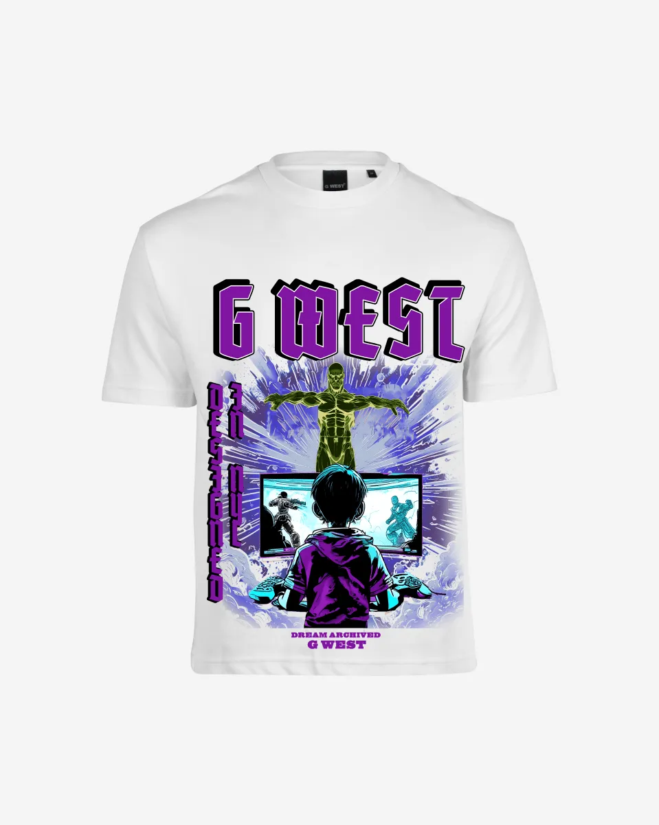 G West Game of G Baby Blue Black Oversized Tee
