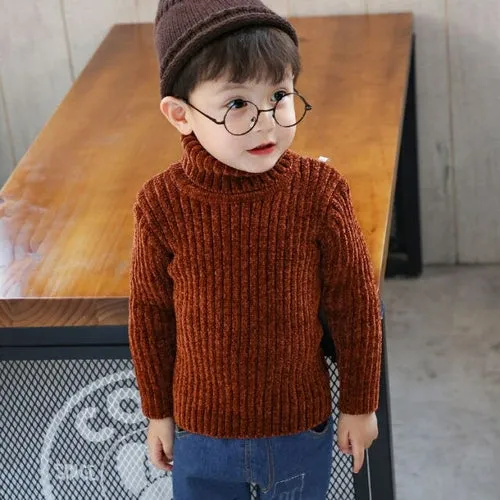 Girls Boys Turtleneck Sweater Knitwear Winter Warm Turtle Neck