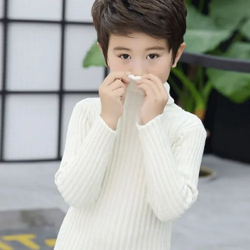 Girls Boys Turtleneck Sweater Knitwear Winter Warm Turtle Neck