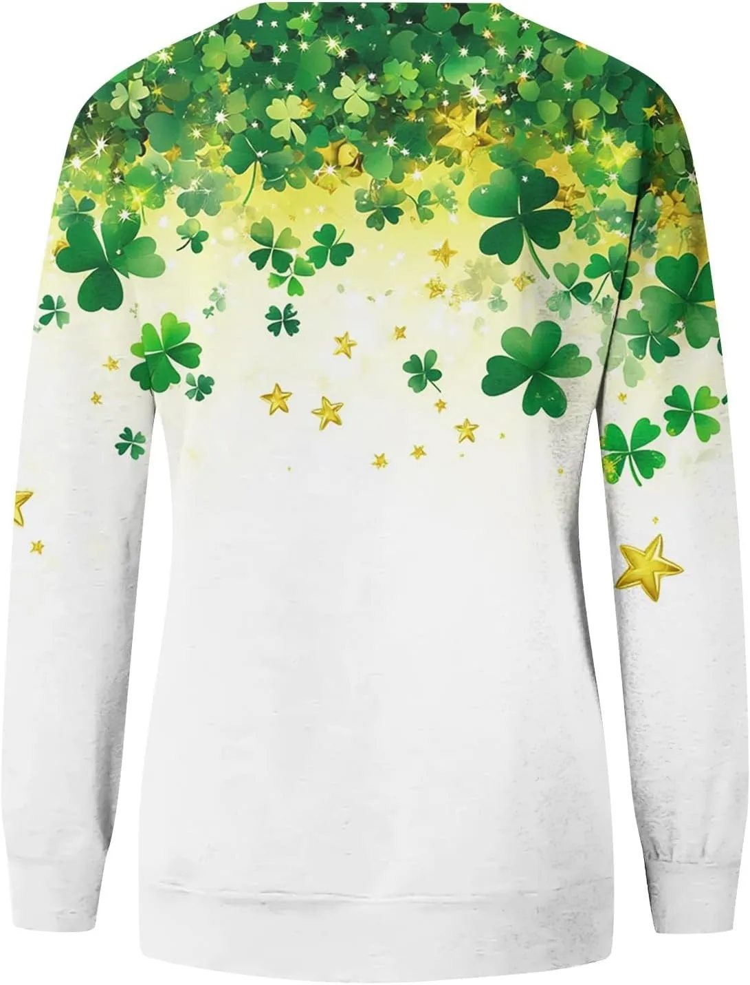 Green St Patricks Day SweatshirtWomens Long Sleeve Sweatshirt Round Neck Shamrock Print Loose Pullover