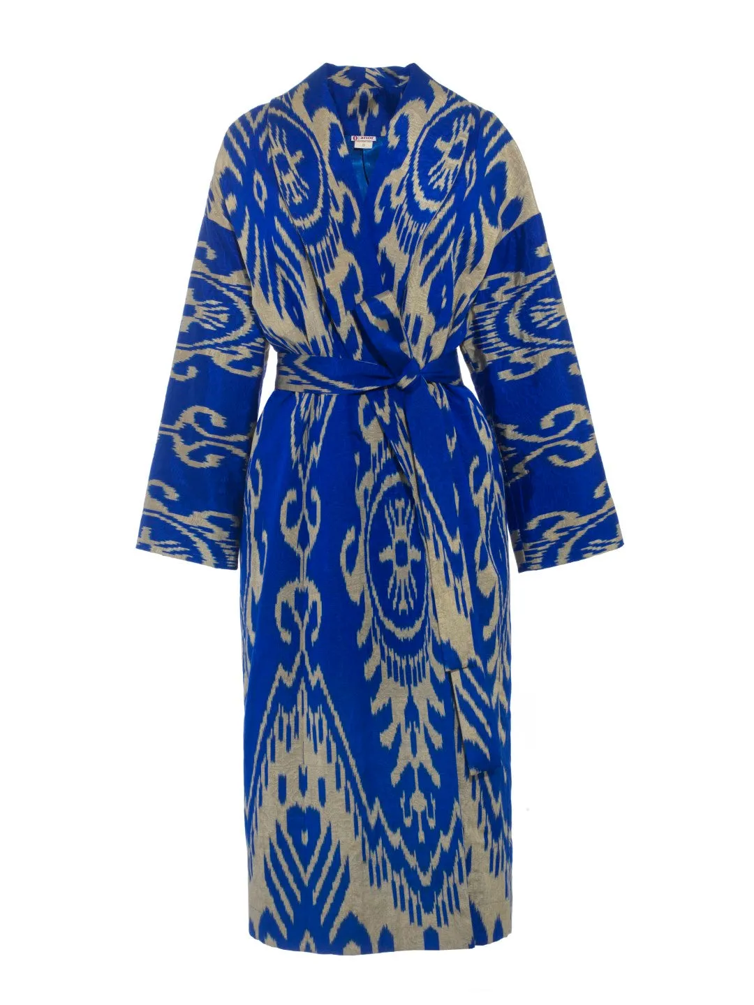 Handwoven Silk Ikat Shawl Coat - Shahlo - 'Blue-Eyed Beauty'