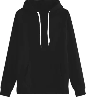 Hoodie for Women Long Sleeve Fleece Oversized Pullover Tops Long Sleeve Drop Shoulder Pocket Blouses Preppy Clothes