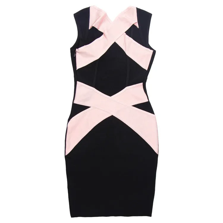 Hot Sale Bandages Hollow Out Sleeveless One Piece Sexy Blackless  Dress