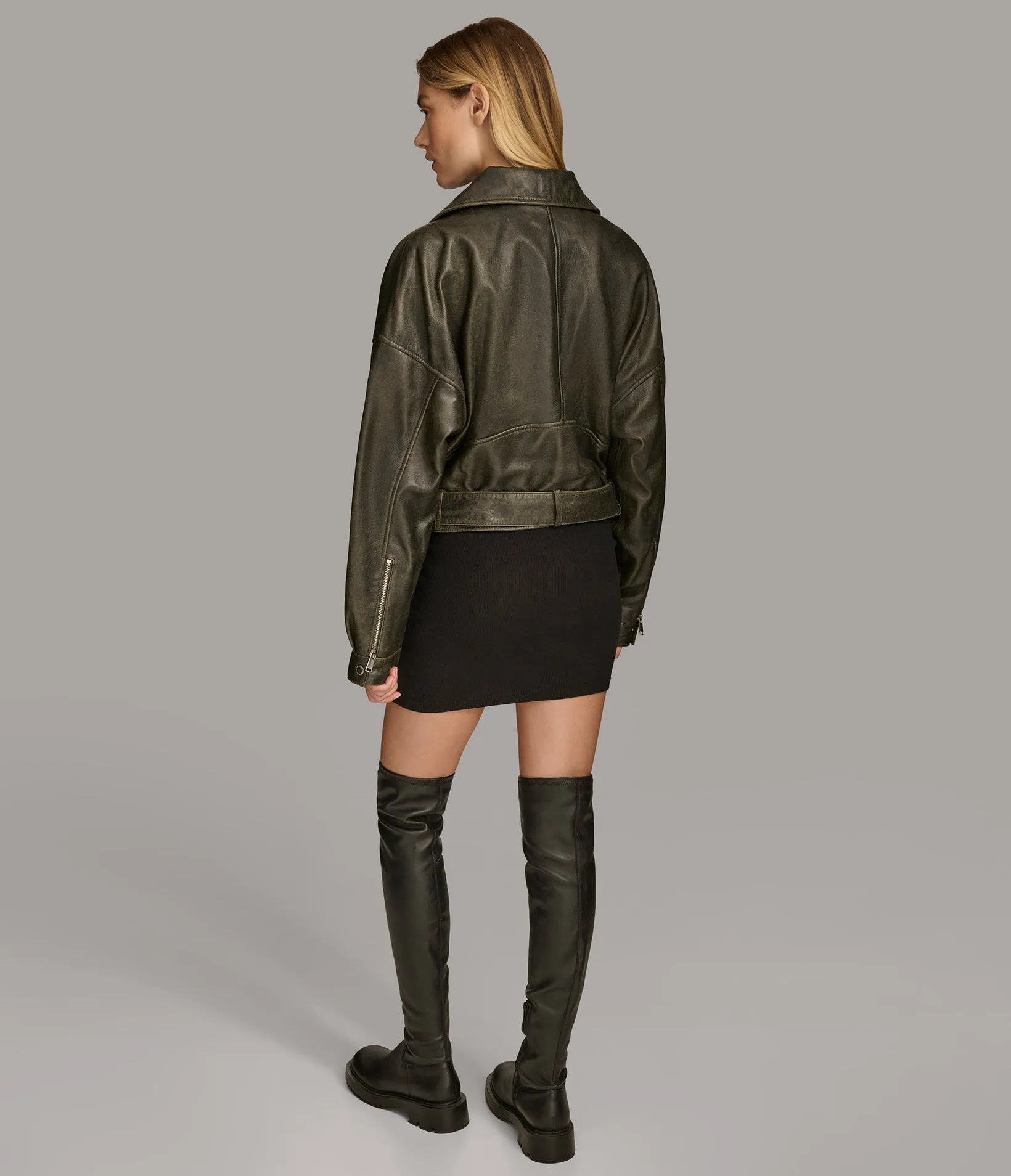 Imani Cropped Asymmetric Moto Jacket