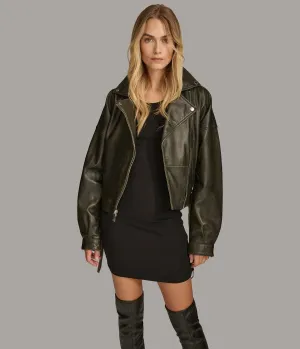 Imani Cropped Asymmetric Moto Jacket