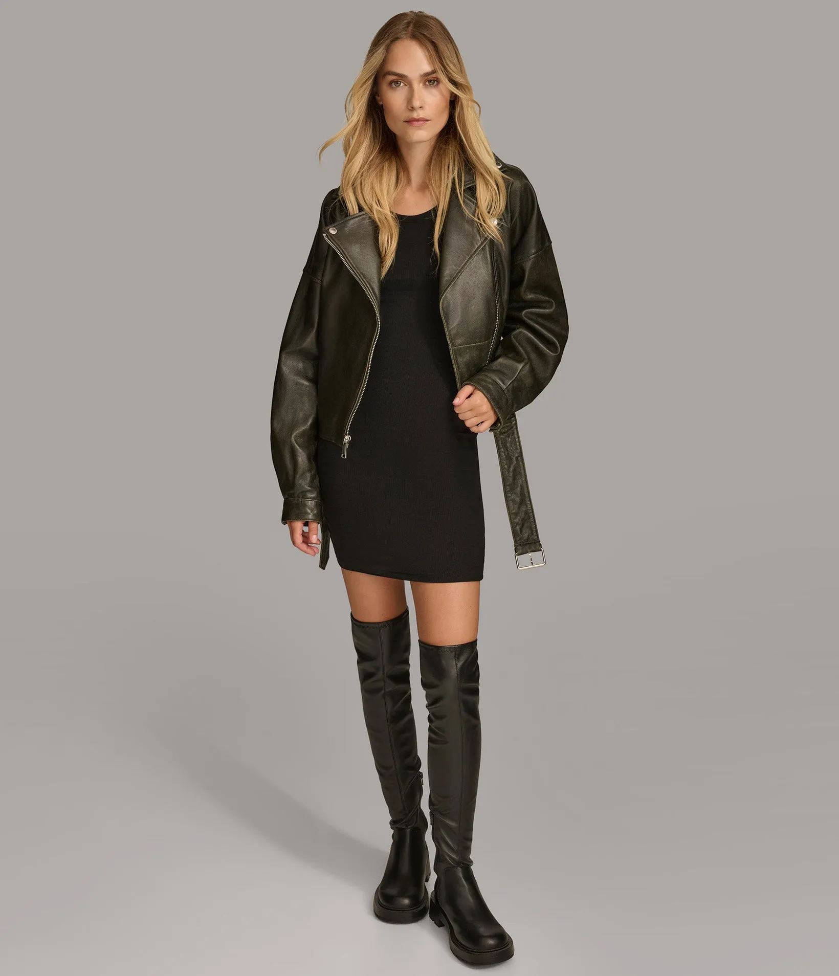 Imani Cropped Asymmetric Moto Jacket