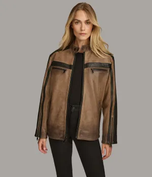 Jade Color Block Racer Jacket