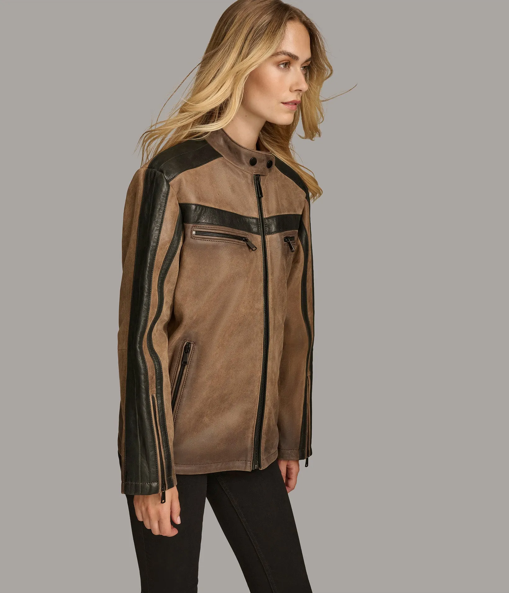Jade Color Block Racer Jacket