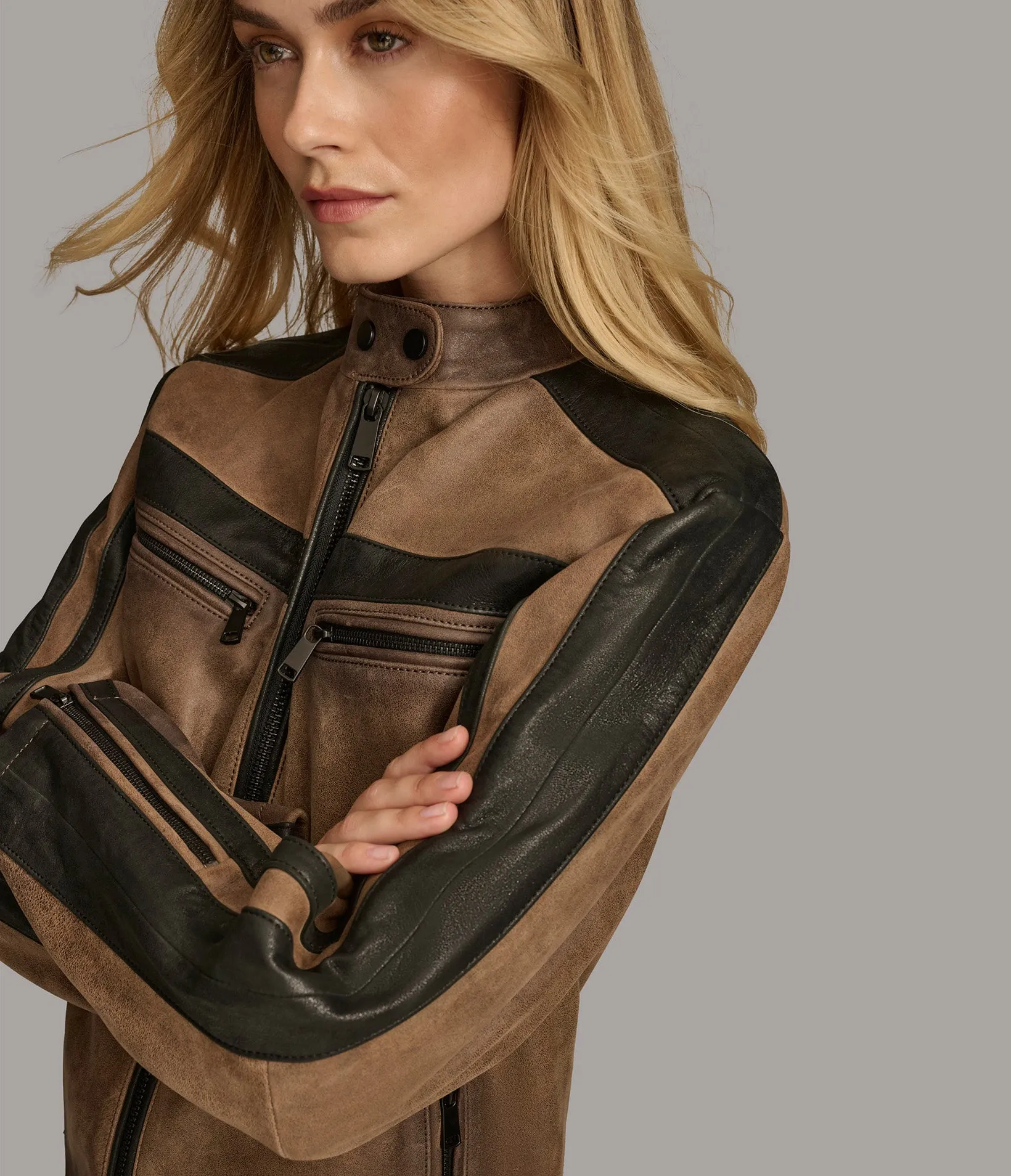 Jade Color Block Racer Jacket
