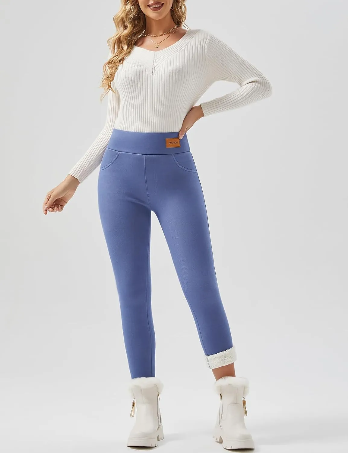 JK SUE JONES Women Winter Warm Thick Leggings Fleece Lined Stretchy Soft Thermal Sherpa Pants High Waist Tights