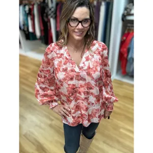 Joy Joy V-Neck Blouse - Autumn Leaves