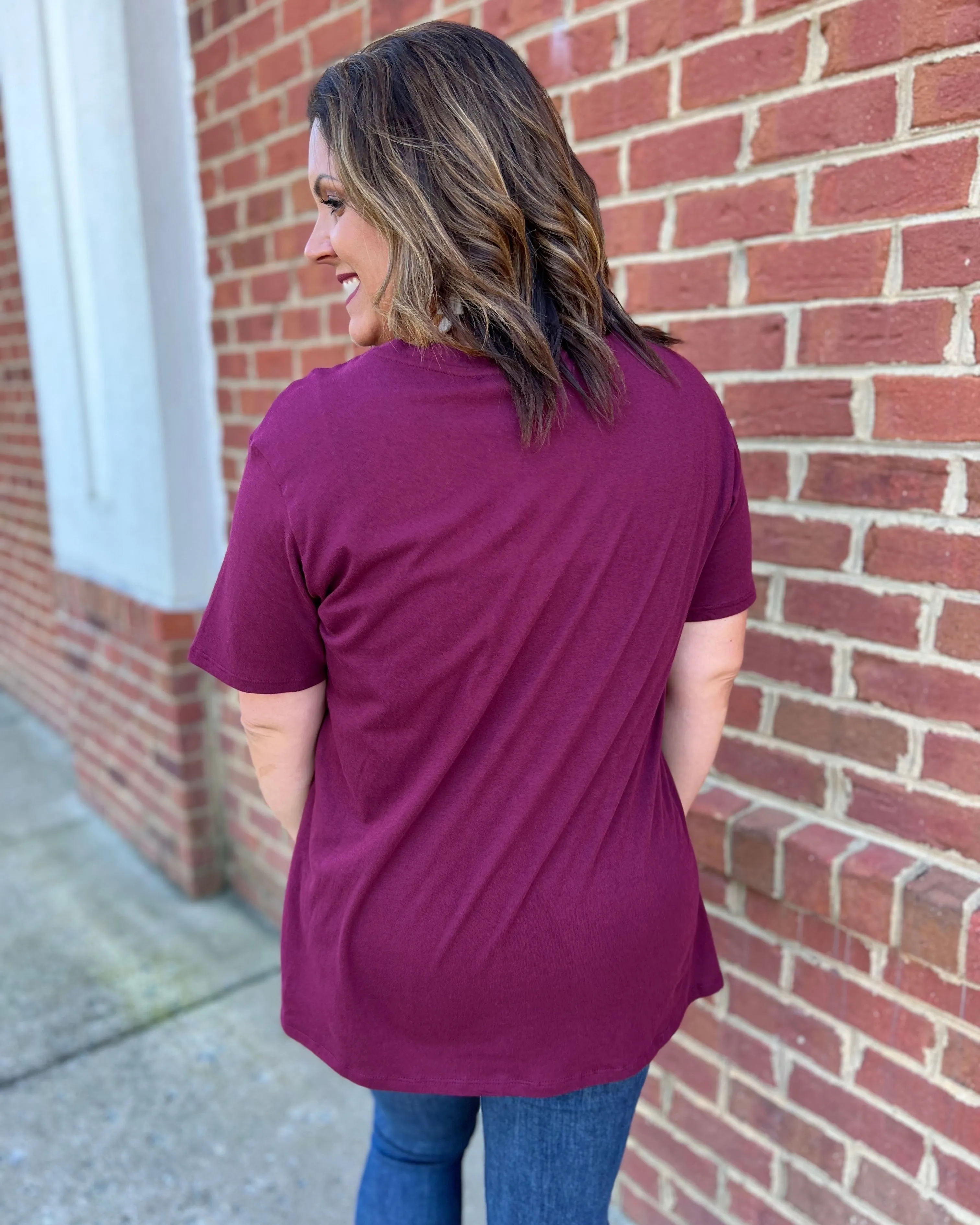 Karissa Boyfriend Tee in Dark Burgundy FINAL SALE