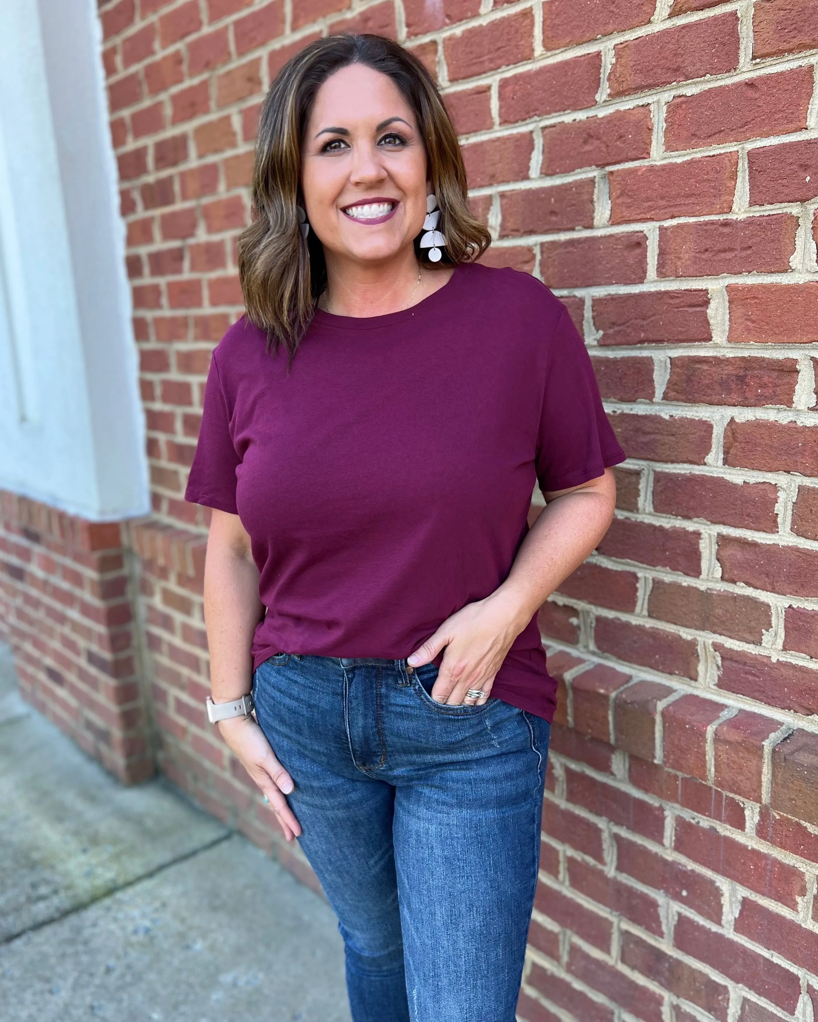 Karissa Boyfriend Tee in Dark Burgundy FINAL SALE
