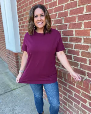 Karissa Boyfriend Tee in Dark Burgundy FINAL SALE