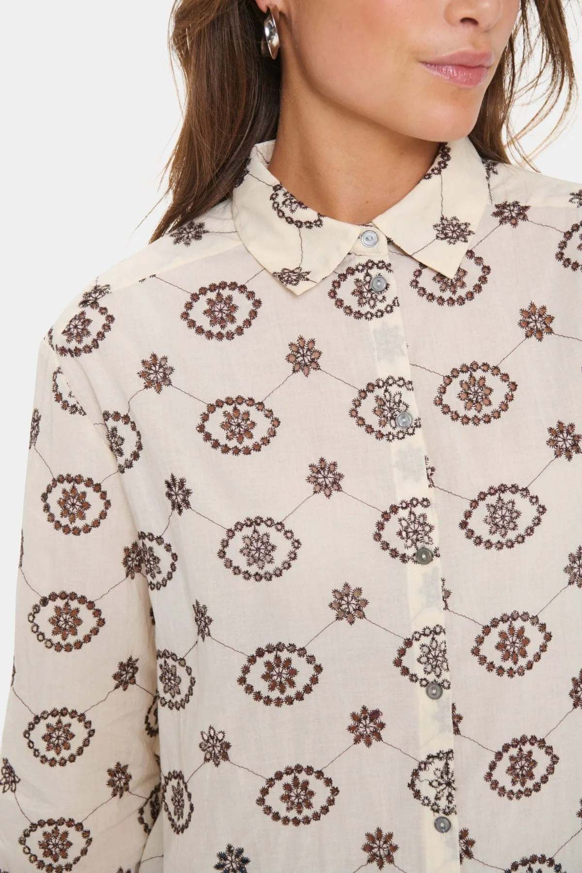 Kendra Broderie Shirt - Winter White