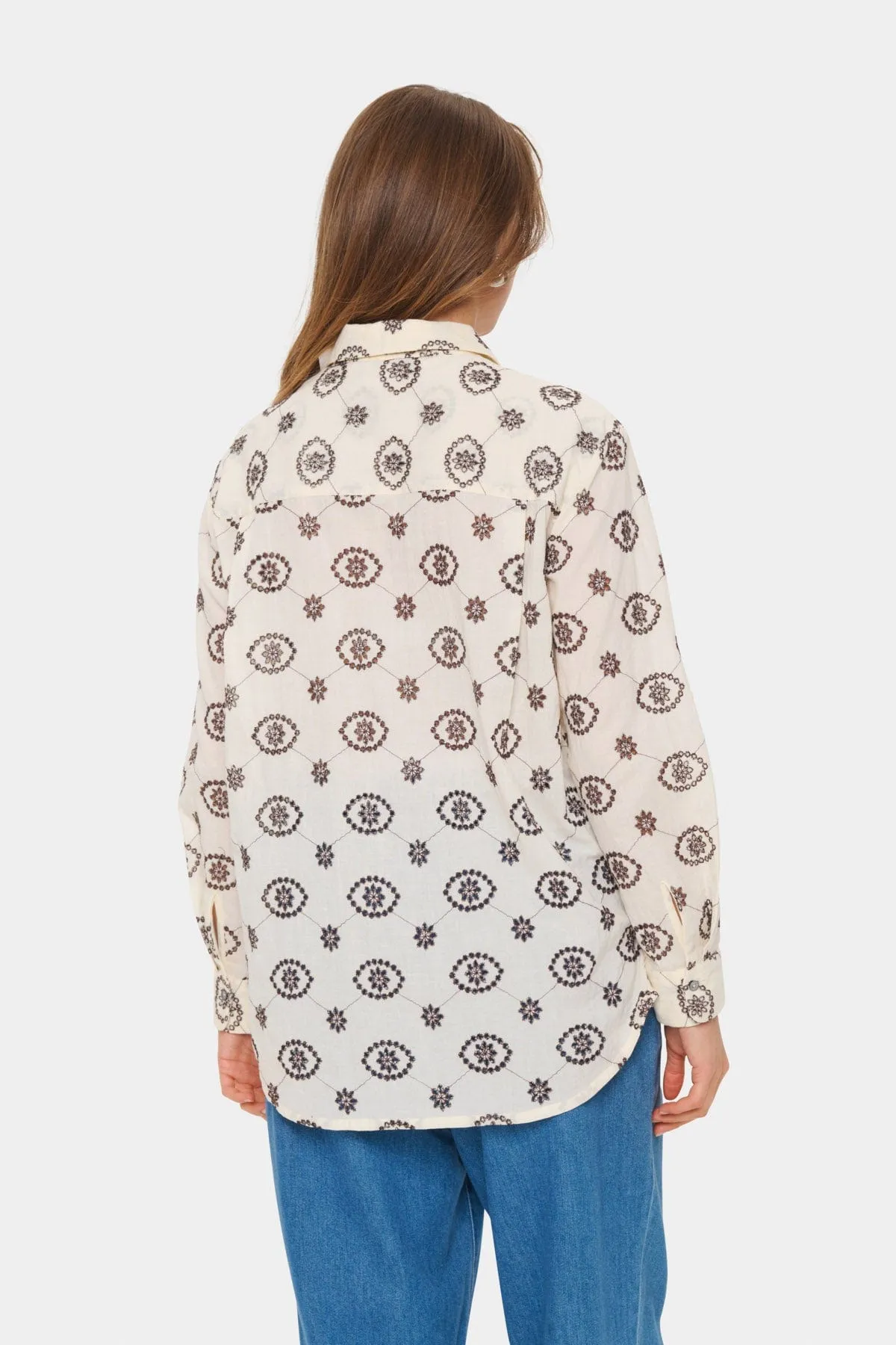 Kendra Broderie Shirt - Winter White