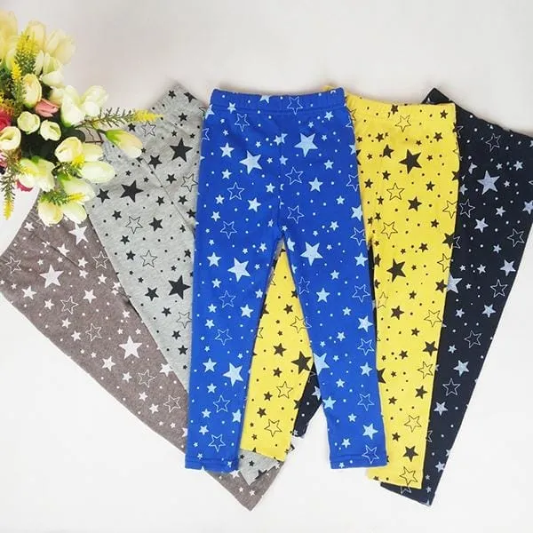 Kids Star Printed Pants Skinny Pants Warm Stretchy Leggings