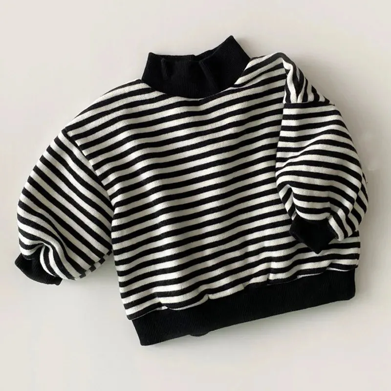 Kids Warm Stripe Turtle Neck Sweaters