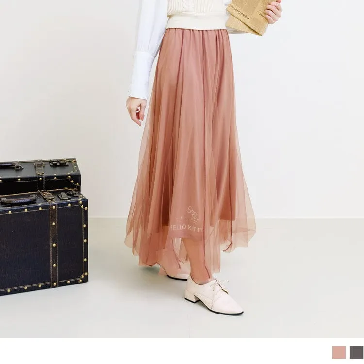 KITTY PRINTED FISH TAIL GAUZE MAXI SKIRTS